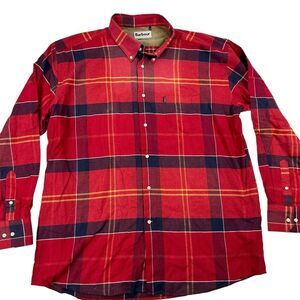 NWD Barbour Regular Fit John Cardinal Red Tartan Check Button Up Shirt US Sz XL
